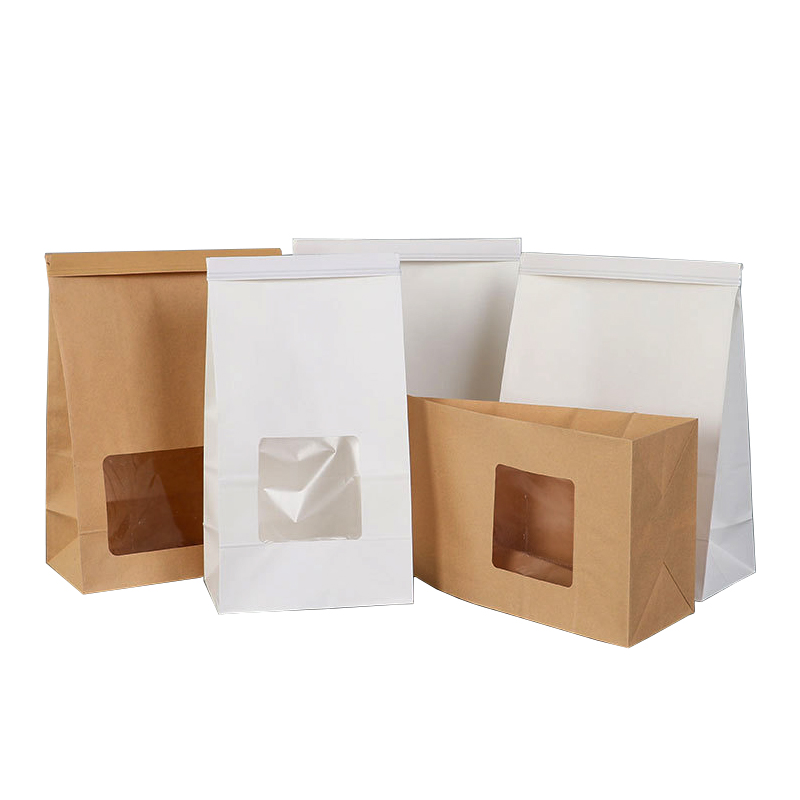 面包包装袋牛皮纸包装纸袋配窗户PP面包包装袋